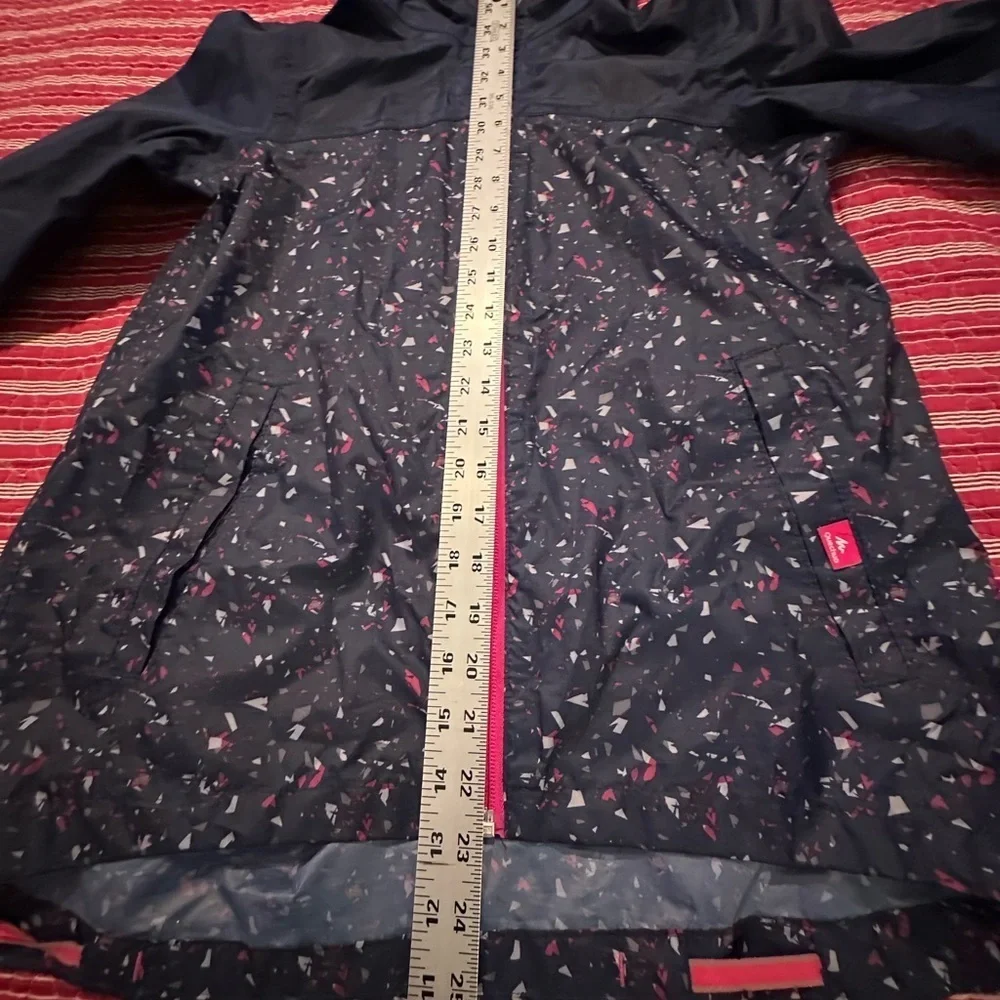 Quechua Kids' Navy Raincoat with Pink Accents